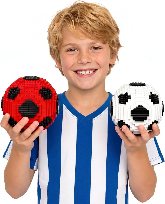 Soccer Ball Building Blocks Set, STEM Model Kit for Adults & Teens, Football Desk Decor Gift