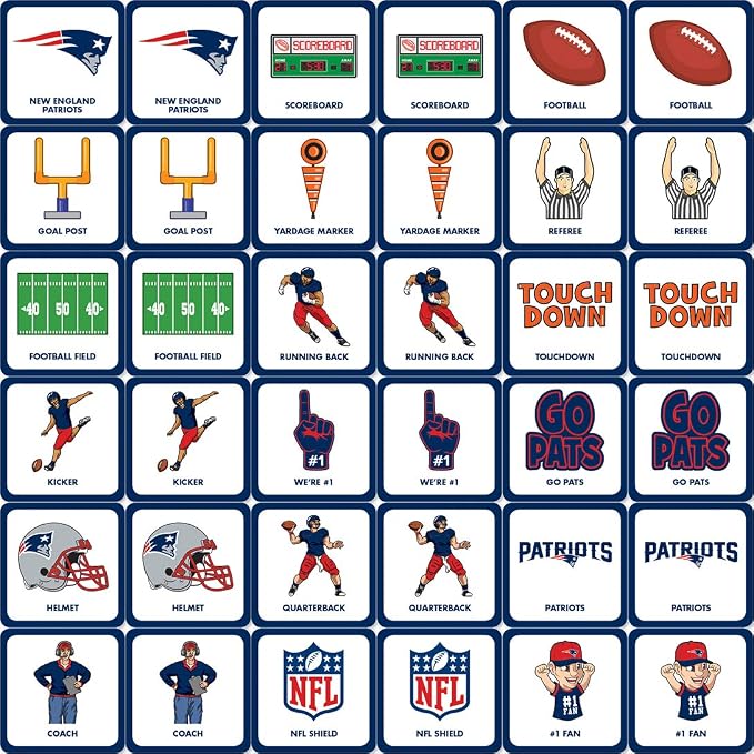 MasterPieces Officially Licensed NFL New England Patriots Picture Matching Card Game for Kids and Families