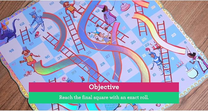 eeBoo Slips & Ladders Dragon Edition - Award Winning Classic Race Game with Holographic Foil, Screen-Free Fun for 2-4 Players, Kids Ages 5 and up