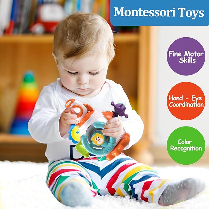Montessori Toys for 1 Year Old Boy Girl, Busy Cube Sensory Toy Toddlers 1-3 | Busy Board, Baby Travel Airplane Car Activities Essential, Birthday Gift for 6 9 12 18 Months, Learning Fine Motor Skills