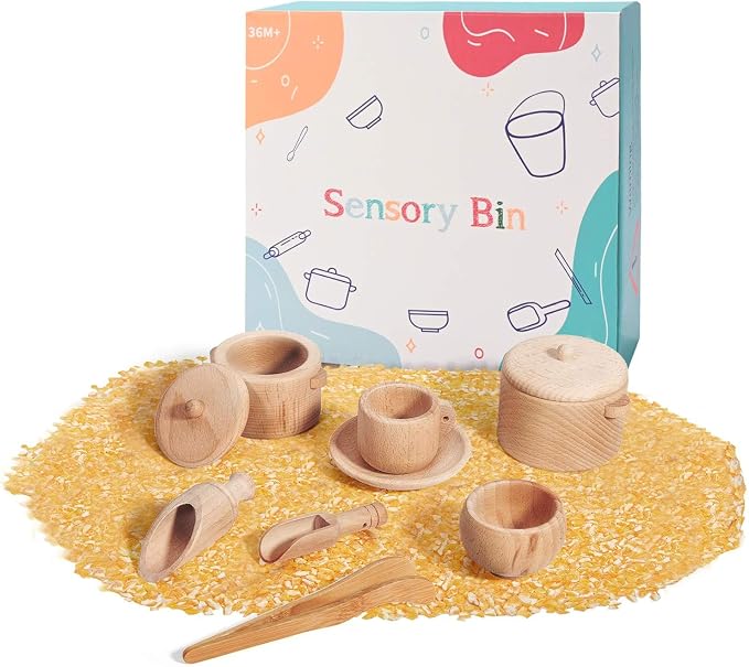 Sensory Bin Toys for Toddlers - Montessori Toys, Waldorf Toys | Pretend Play Dish & Tongs - Fine Motor Learning Toys for Sensory Table Activities