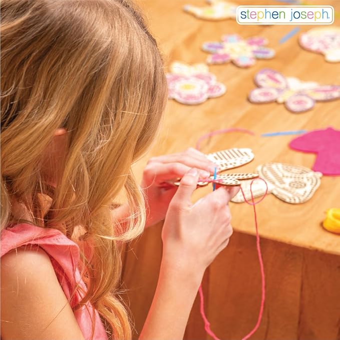 Stephen Joseph, Set of 4 Wooden Lacing Cards - Gifts for Girls Boys - Craft Activities Party Supplies for Toddler Kids, Rainbow
