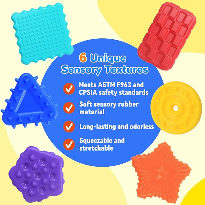 Sensory Fidget Toys for Kids Toddlers - Squishy Textured Sensory Fidget Toys for Kids with Autism, Fidgets for Classroom, Stress Anxiety Relief Toys Calm Down Toys for Boys Girls Gifts