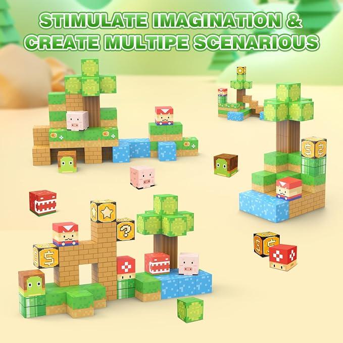 45PCS Mini Magnetic Blocks Travel Set, STEM Building Toy for Kids Ages 3+ | Travel storage case; DIY magnetic tile builds; Mini outdoor portable size; Spatial STEM learning; Kids travel quiet toy