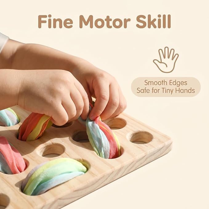 Eray Montessori Wooden Busy Board, Lacing & Weaving Fine Motor Toy for Kids | OPEN-ENDED LACING & WEAVING