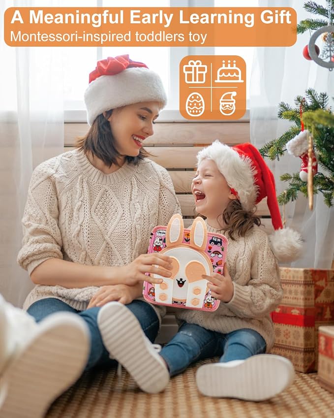 Busy Book for Toddlers 1-3, Montessori Toys for 1 Year Old, Baby Activity | Animals Sensory Quiet Books, Kids Travel Toys, Felt Busy Board for Toddlers 3-5, Educational Learning Gifts for Boys Girls