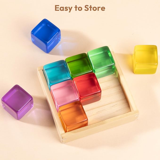 Woodtoe Large Building Blocks, Montessori Sensory Blocks for Toddlers 1-4 | Rainbow Acrylic Block Set, Montessori Toys for 1 2 3 Year Old Boy Girl, No Choking Hazard, Early Learning Kids Birthday Gifts