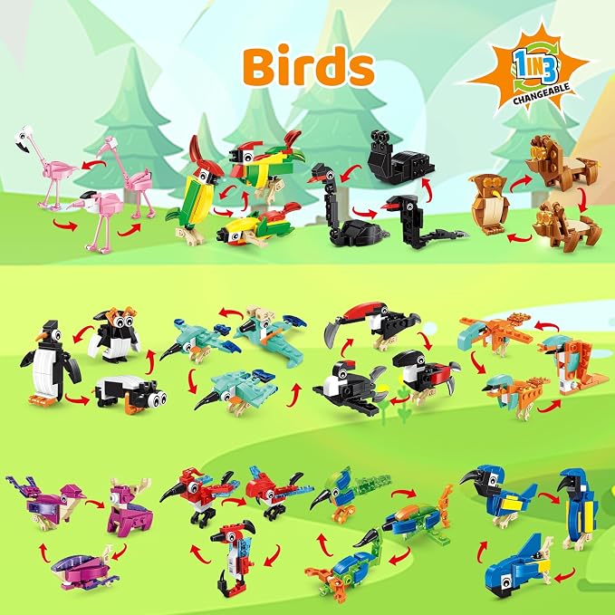 Mini Building Blocks Sets Party Favors for Kids 4-8, 36 Packs | Small Animal Building Block Sets, Treasure Box Prizes, Pinata Stuffers for Kids, Prize Kids Classroom, Goodie Bag Stuffers