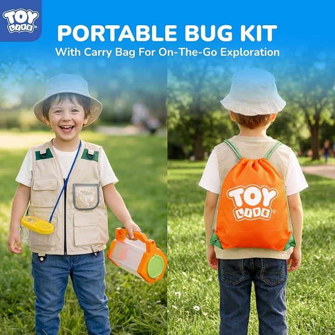 TOY Life Kids Explorer Bug Catcher Kit with Safari Costume, Binoculars Kids Outdoor Toys, Bug Toys, Butterfly Net, Camping Set Outdoor Activities Adventure Kit Nature Exploration Gifts Kid Ages 3-12
