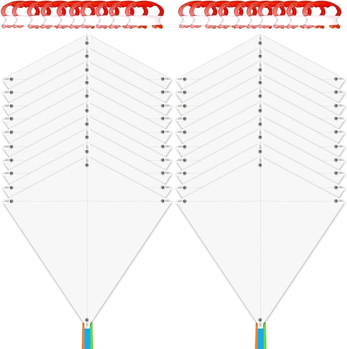 DIY Kites for Kids Kite Making Kit, Decorating Coloring Kite Party Pack | 35"*35" White Diamond Kites Kits Bulk for Boys and Girls