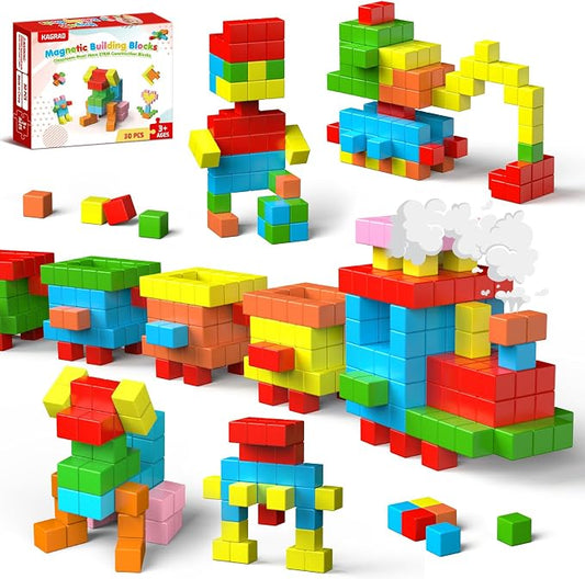 Magnetic Blocks, 30 PCS Brightly Colored Magnetic Building Tubes, Preschool Classroom Must Haves Magnetic Sensory Autism Toys, STEM Kids Boys Girls Gifts for 3+ Year Old