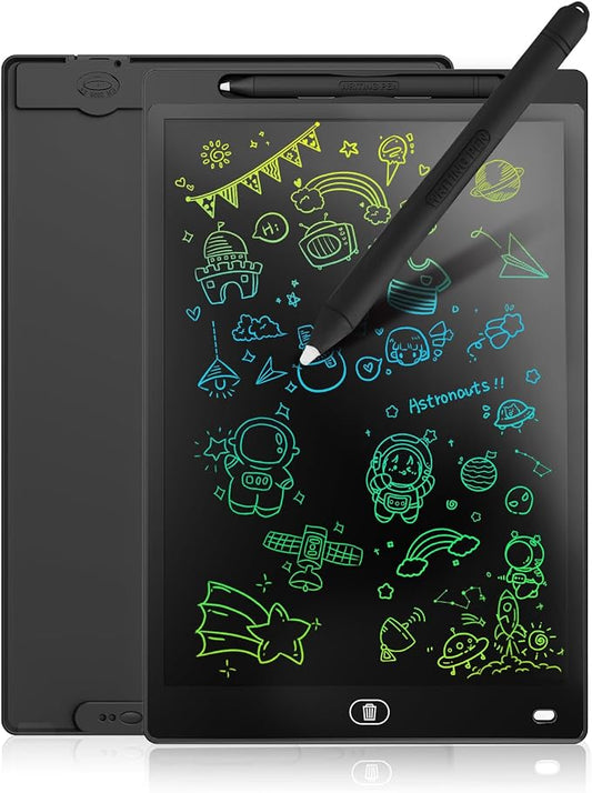 Genialba LCD Writing Board 8.5 Inches, Colourful Electronic Tablet, Portable Erasable Drawing Board, Graphic Tablet for Children's Games 3 4 5 6 7 Year Old Kid Boys Girls (Black)
