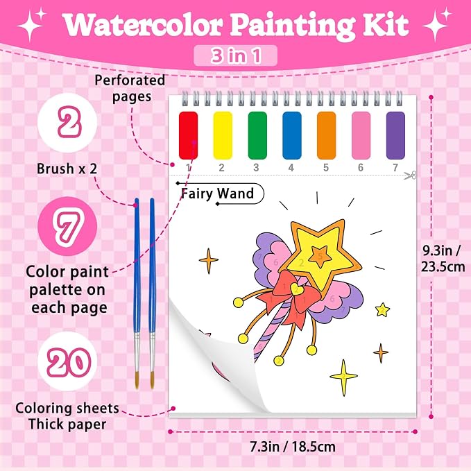 SOCOLER Paint with Water Coloring Books for Toddlers, Princess Theme Mess Free Watercolor Painting Papers for Kids Water Color Paint Kit Art Craft Birthday Gift for Ages 1-3, 4-8