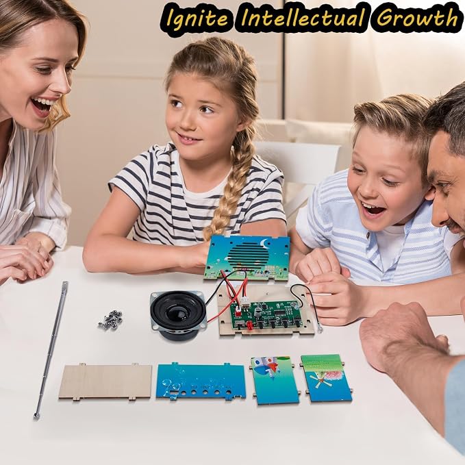 Science Kits for Kids Age 8-12 12-14, STEM Kits for Kids Age 8-10, STEM Toys Build Your Own FM Radio Kit, DIY Electronic Craft Projects Gifts for Teen Girls Boys 9 11 13 15 16+ Year Old (Printed Blue)