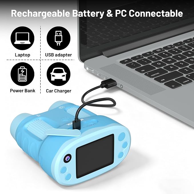 1000X Handheld Microscope for Kids 2.0" Screen 32GB Card Included | Rechargeable 3 in 1 Pocket Digital Kids Microscopes with Camera & Selfie Lens, Edu Science Kits for Kids 4-6 8-12 Blue