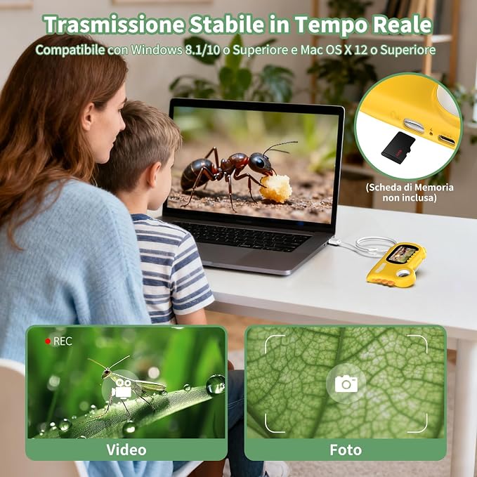 2 in 1 Microscope for Kids & Video Camera, Deepoter 1000X Digital Microscope with 2.0" Screen, Portable Handheld Kids Camera Toys, STEM Educational Science Kit Gifts for 3-12 Age Years Old Boys Girls | Pocket-Size Design Lightweight and Easy to Carry f...