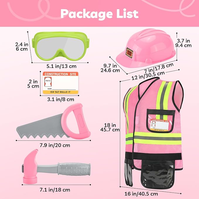 Liberry Kids Tool Set Pretend Toy for 3 4 5 Years Old with Costume | Breathable Fabric, Durable Helmet, Smooth Edges, Construction Worker Role Play, Halloween Birthday Gift for Boys Girls
