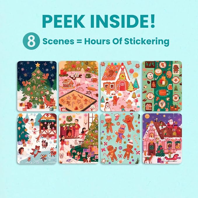 Cupkin Holly Jolly Coloring & Sticker Activity Book | 300+ Stickers | Spiral-bound kids craft format with 8 scenes, 8 art pages, side-by-side viewing, and an easy-peel design for ages 2–8