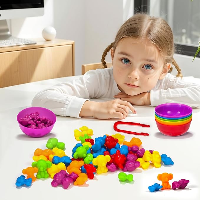 Pairez Toys Counting Toy for Toddlers, 60 Koala Counters with Sorting Bowls | Color Sorting Matching Game, Math Manipulatives, Preschool Homeschool & Classroom Early Learning Supplies, Kids Sensory Toys