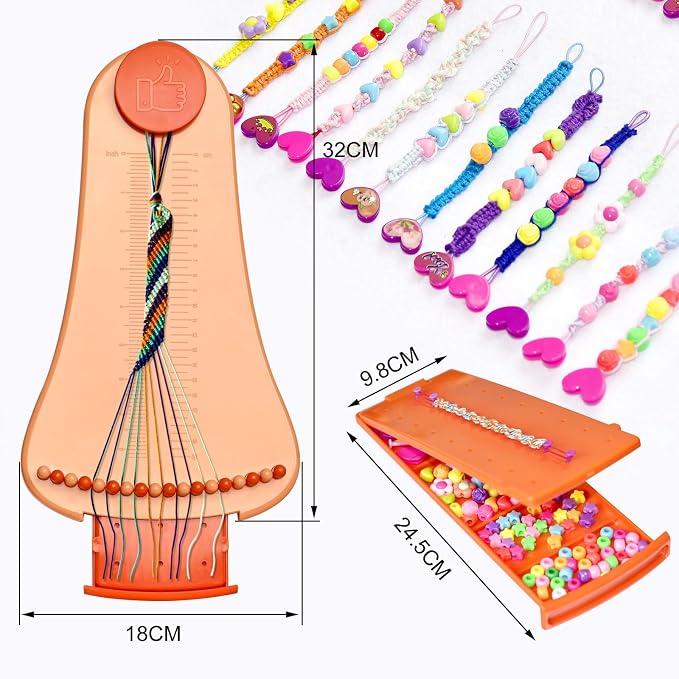 zwzxd Friendship Bracelet Making Kit Toys,Ages for 8 9 10 11 12 Year Old Girls, Kids Travel Activity Set,DIY kit,Arts and Crafts Bracelets String Maker Kit,Great Christmas Birthday Gifts (red-Orange)