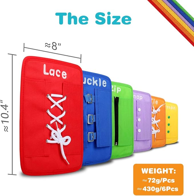 YHZAN Learn to Tie Your Shoes Dressing Board Montessori Mobile Sensory Board Travel Therapist Life Skills Development Toy - Zip,Button,Snap,Buckle,Lace & Tie for Preschool Toddler 3-8 Years Old | Dressing Frame Shoe-Tying Practice for Kids Sensory Basi...