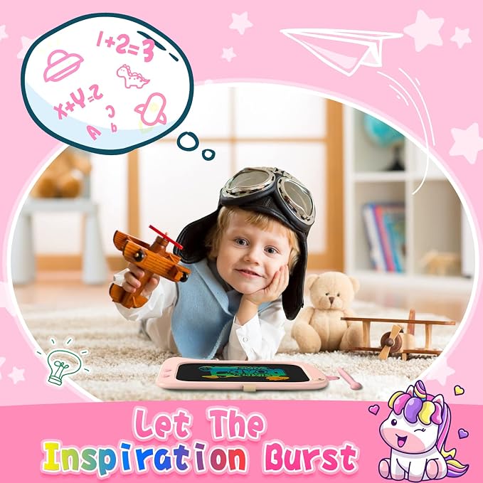 8.5 Inch LCD Doodle Board Tablet for Girls - Unicorn Drawing Pad for Kids 2-7 Years Old - Travel Toy Birthday Gift