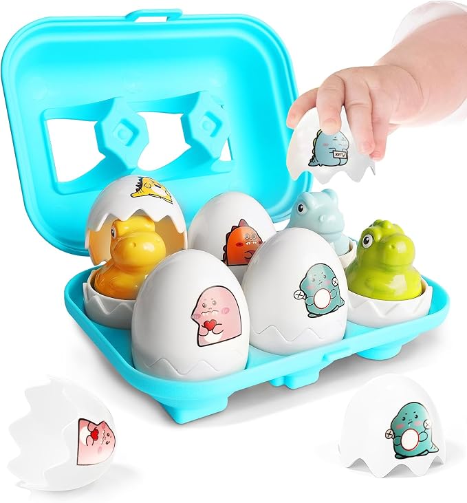 Tinabless Hide & Squeak Dinosaur Eggs, Montessori Sorting & Matching Learning Toys for Toddlers Kids Boys Girls, Easter Basket Stuffers Gifts Party Favors