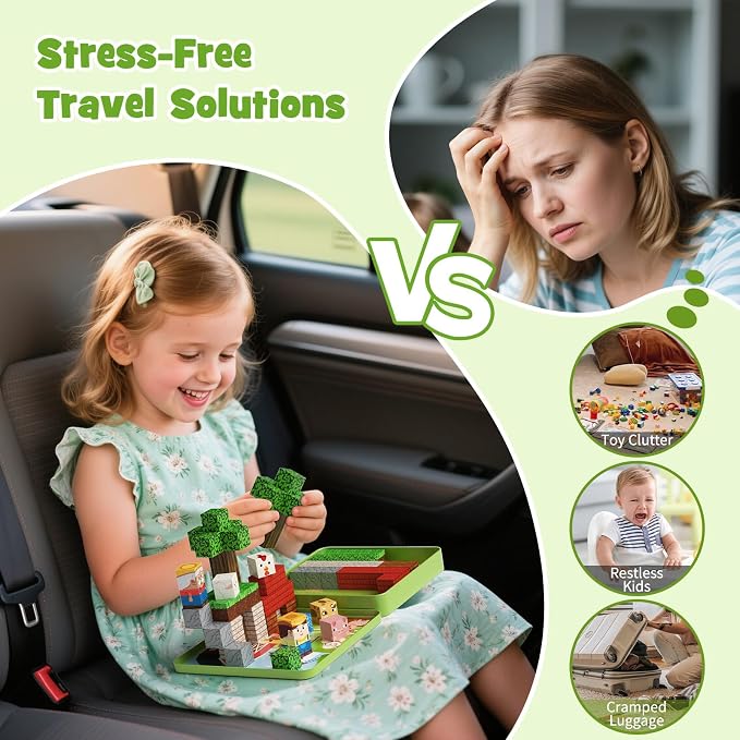 Mini Magnetic Blocks for Travel Toys: 49 Pcs Farm Animals Iron Storage Box | Portable Play Base Magnets Building Cubes Car Rides Activity & Plane Trips Essentials STEM Learning for Kids Toddler Ages 3-8