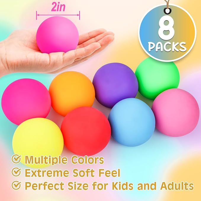 VISCOO 8 Pack Slow Rising Stress Ball,Stress Balls for Adults,Fidget Toys | Hand Therapy Sensory Squishy Ball for Stress Relief, Squishy Toys,Treasure Prize Box Toys for Kids Classroom