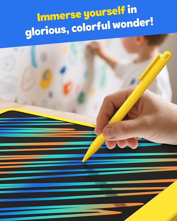 LCD Writing Tablet for Adults, Large Doodle Board, 16 Inch Colorful Drawing Tablet Writing Pad, Toddler Toys for 3 4 5 6 7 8 9 Year Old Girls Boys Teen, Birthday Gifts for Kids (Yellow)