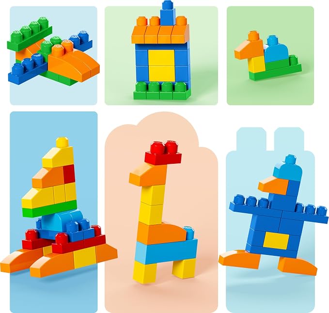 MEGA BLOKS First Builders Deluxe Building Bag Toddler Block Toys Set, Red | 150 Pieces, Storage, Creative Open-Ended Play, Preschool Kids Ages 1+ Years, Easy to Build (Amazon Exclusive)