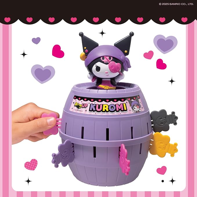 TOMY Pop Up Kuromi Game - Fast-Paced Surprise Action Game with Pop-Up Figure – Officially Licensed Kuromi from Sanrio - 2–4 Players - Ages 4+