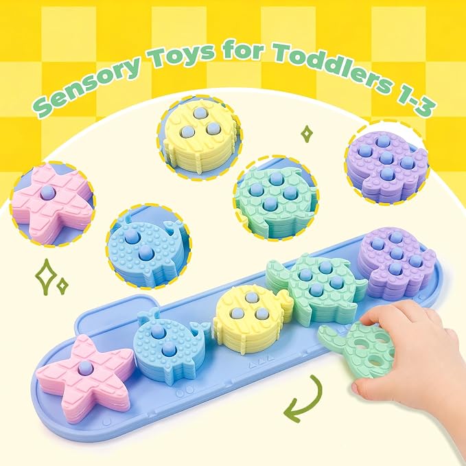 Montessori Toys for 1+ Year Old, Silicone Baby Stacking Shape Color Sorting Toys for Toddlers 1-3, Preschool Learning Activities Toddler Games, 1 2 3 Year Old Girls Boys Birthday Gifts