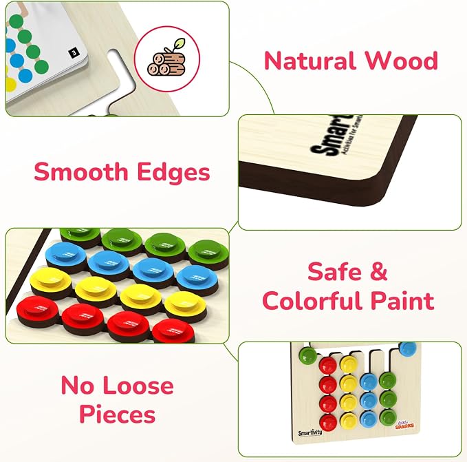 Smartivity Montessori Slide Puzzle - Wooden Toy for Kids 4-8 Years | Color & Pattern Matching Learning Toy | Travel-Friendly Educational Activity | Birthday Gift for Boys & Girls
