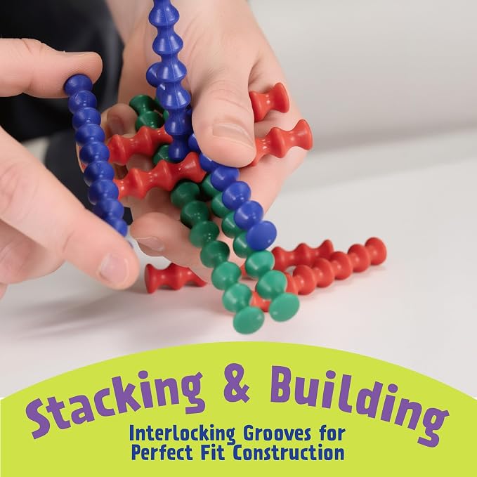 POPULAR PLAYTHINGS Playstix, Starter Set 80 Piece, Building Sticks Kit | for Kids Ages 4 and Up, Construction Stem Building Toy Gift, for Boys & Girls, for Kids
