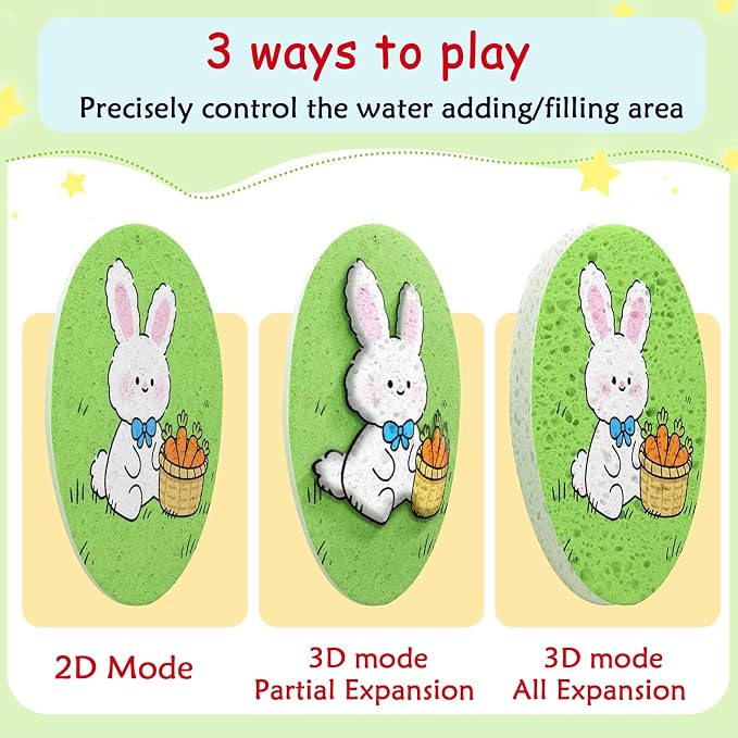 Magic Foam Texture Painting Kit - 3d Aqua Magic Puffs Art for Kids, 34 Pcs Magic Puffy Paint Kit with Foam Explosion Art Craft Papers, Kids Craft Gift for Girls & Boys Ages 4, 5, 6, 7, 8, 9, 10, 11