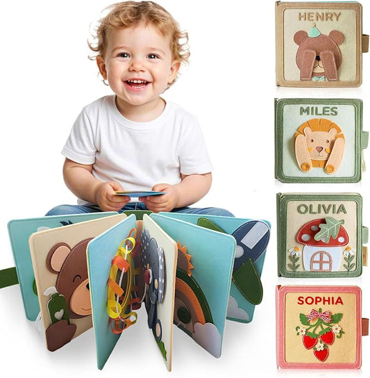 Personalized Montessori Felt Busy Book, Toddlers Quiet Book w/Name | Preschool Early Learning Educational Book for Kids Age 2 3 4 5 6 Years, Kids Gifts for Birthday Easter Thanksgiving Christmas