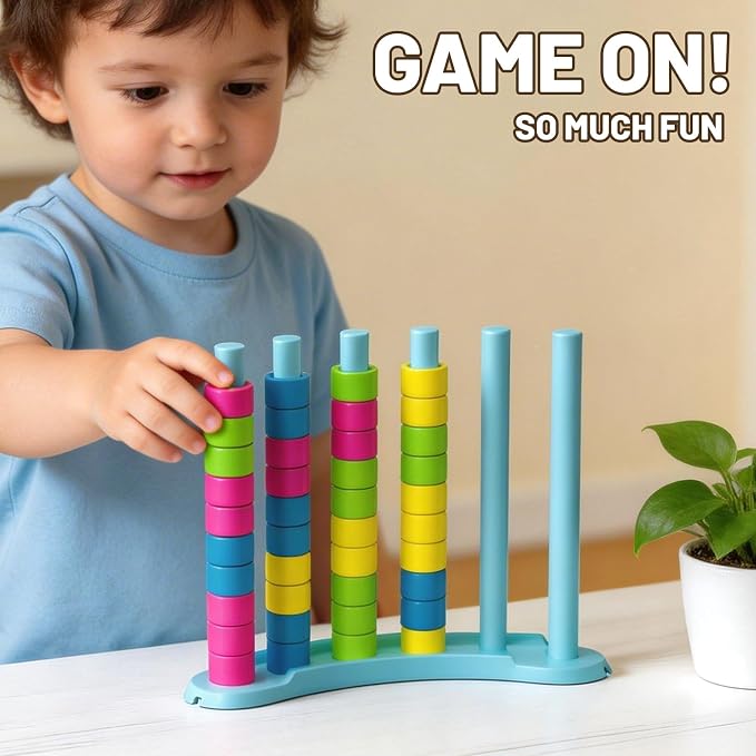 BBnote Color Matching Challenge Game, Fast Pattern Match Ring Stacking Puzzle Stack Games, 1-2 Players, Family Board Game for Kids & Adults, Birthday Easter Christmas Party Gifts for Boy & Girl