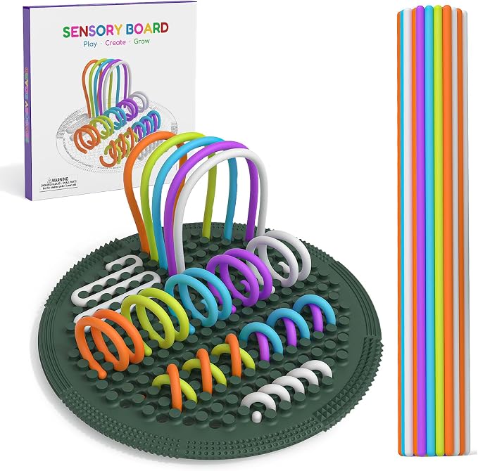 Sensory Activity Board:Fidget Toy for Anxiety, ADHD Kids & Adults | sensory toys for Kids 3+ and Adults, with 25 pull strings and a portable bag for travel, classrooms and everyday play