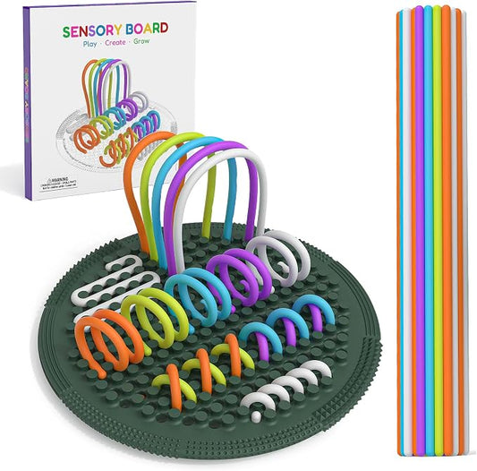 Sensory Activity Board:Fidget Toy for Anxiety, ADHD Kids & Adults | sensory toys for Kids 3+ and Adults, with 25 pull strings and a portable bag for travel, classrooms and everyday play