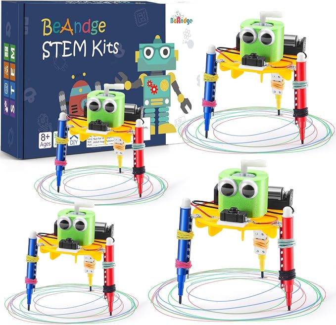 4-Pack STEM Doodling Robot Kits, Bulk Craft STEM Toys for Kids 8-13 | Robotics Science Building Kits for Kids 8-12, Classroom Activities & Science Experiments, DIY Project for Boys Girls Gifts