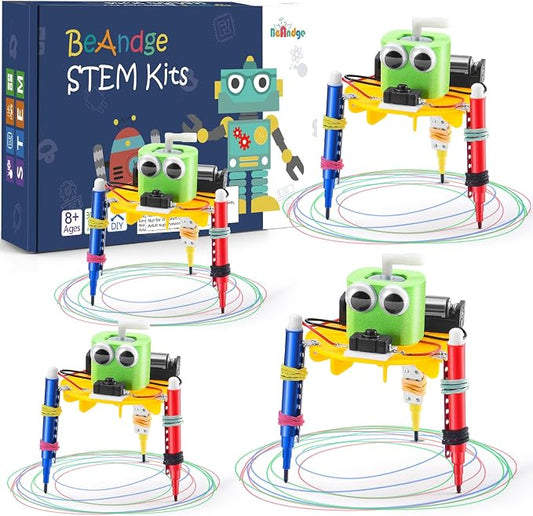 4-Pack STEM Doodling Robot Kits, Bulk Craft STEM Toys for Kids 8-13 | Robotics Science Building Kits for Kids 8-12, Classroom Activities & Science Experiments, DIY Project for Boys Girls Gifts