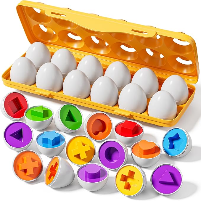 JUKUDAHU Matched Eggs Toys for 18M+ Year Old - Shape Color Sorting Games | Kids Easter Eggs, Sensory Toys, Preschool Educational Toy, Gifts for Boys and Girls 2+