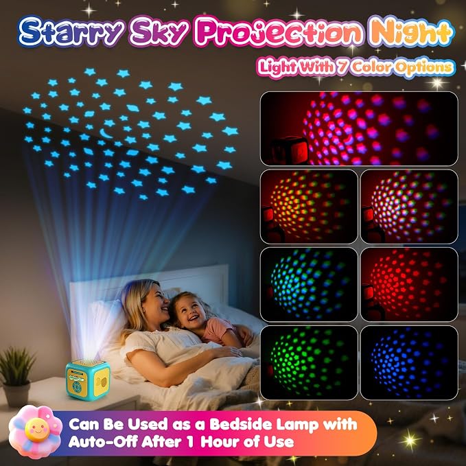 Vmiya Kids Story Projector for Toddlers, Story Dream Machine Storybook Projector with Educational Stories, Music, Auto-Off Nightlight, Bedtime Learning Toy Birthday Gift for Kids Girls Boys Aged 3+