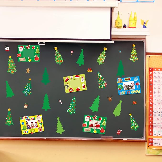 chiazllta 945Pcs DIY Christmas Tree Craft Kit Kids Holiday Art Making Craft with Stickers, Make Your Own Christmas Bookmark Xmas Party Favor Decoration Home Classroom Game Activities
