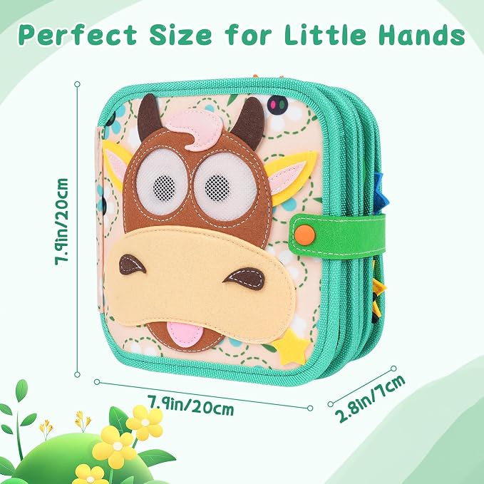 Cobelae Busy Book for Toddlers 1-3, Montessori Toys for 1 Year Old | Felt Toddler Busy Board, Travel Toys for 1-3, Sensory Learning Quiet Activity Book, Gifts for Baby Age 1+