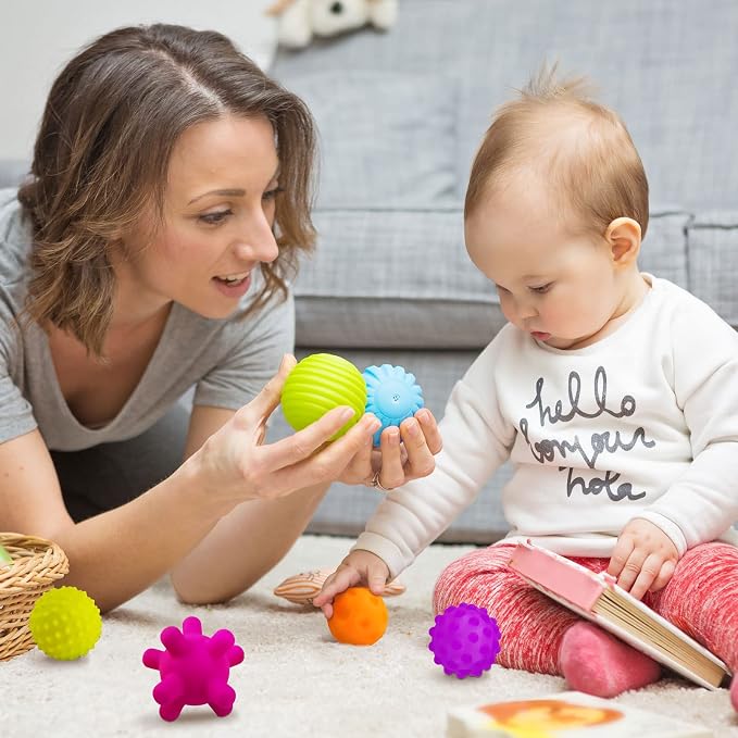 Sensory Balls for Toddlers 1-3, 6PCS Textured Sensory Toys | BPA-Free, Soft Squeeze, Multicolor Sensory Teething Ball, Fine & Gross Motor Skills, Baby Birthday Gift Toys