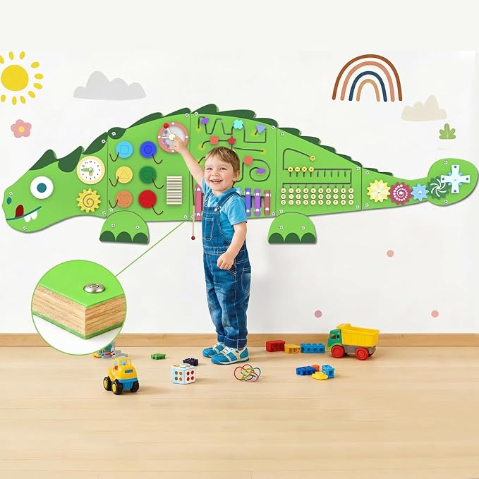 Activity Wall Busy Board for Toddlers: 9-in-1Interactive Activities | Montessori Sensory Toys Panel for Playroom - Build Fine Motor Skills & Hand-eye Coordination - Gift for Kids Age 3+