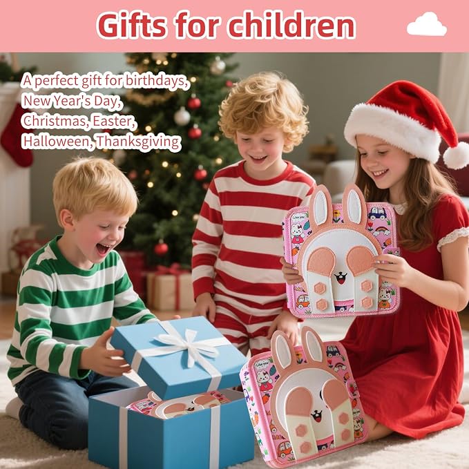Busy Book for Toddlers 1-3 Years Old, Quiet Busy Board, Suitable for 1-Year-Olds, Montessori Toy, Birthday Gift for 1-Year-Old Boys and Girls, Felt Activity Book, Baby Travel Toy