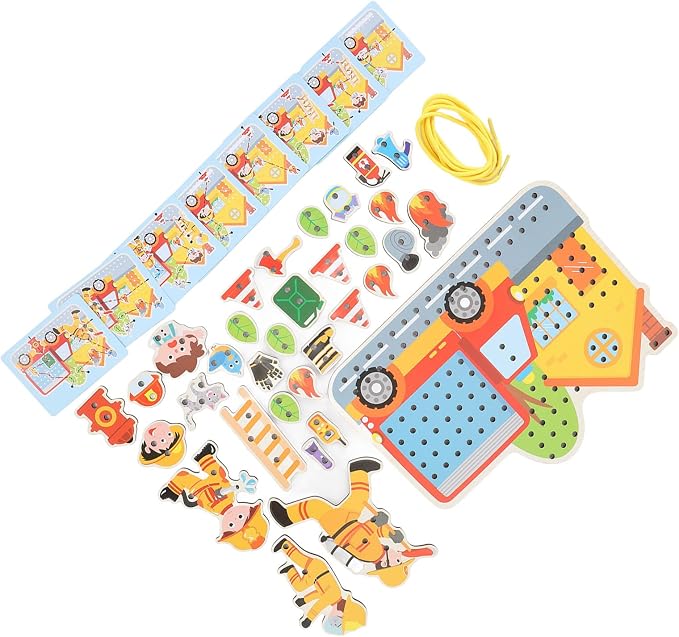 Interactive Cognitive Wooden Threading Game for Kids Fine Motor Skills Training Beech Wood Material